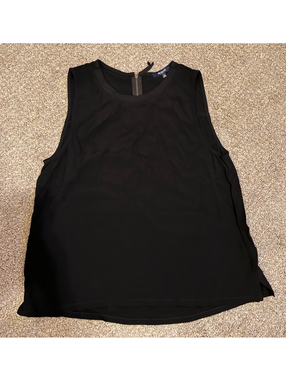 Madewell 1937 Black Sleeveless Zip Back Blouse Size Medium